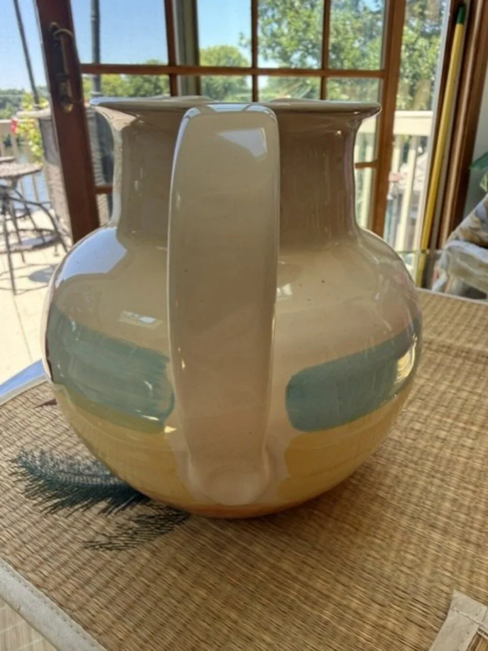Pier 1 Imports Ceramic Colorful Pitcher Made in Italy Hand Painted Beach Scene